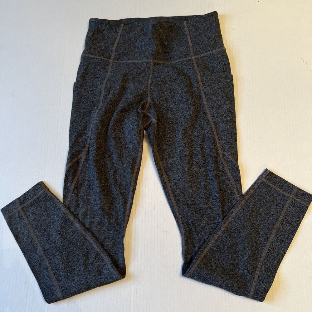 Athleta Sz S Gray High-Waisted Leggings Pockets Workout Gym EXCELLENT